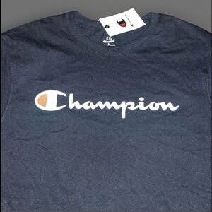Champion Black Classic Tee W/ Logo Short Sleeve Shirt NWT